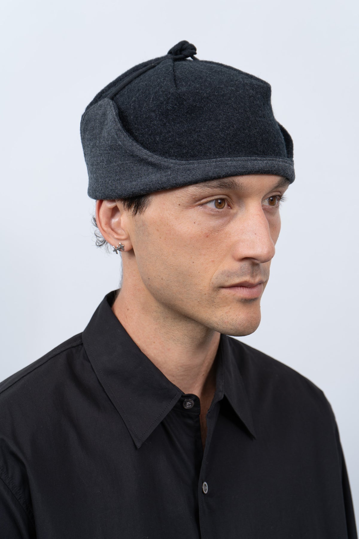 EAR FLAP CAP - CHARCOAL