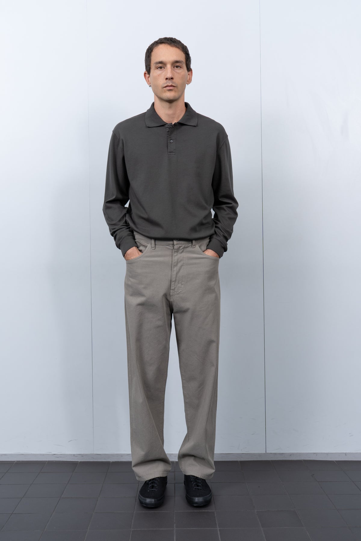 TWO BUTTON POLO - GRANITE