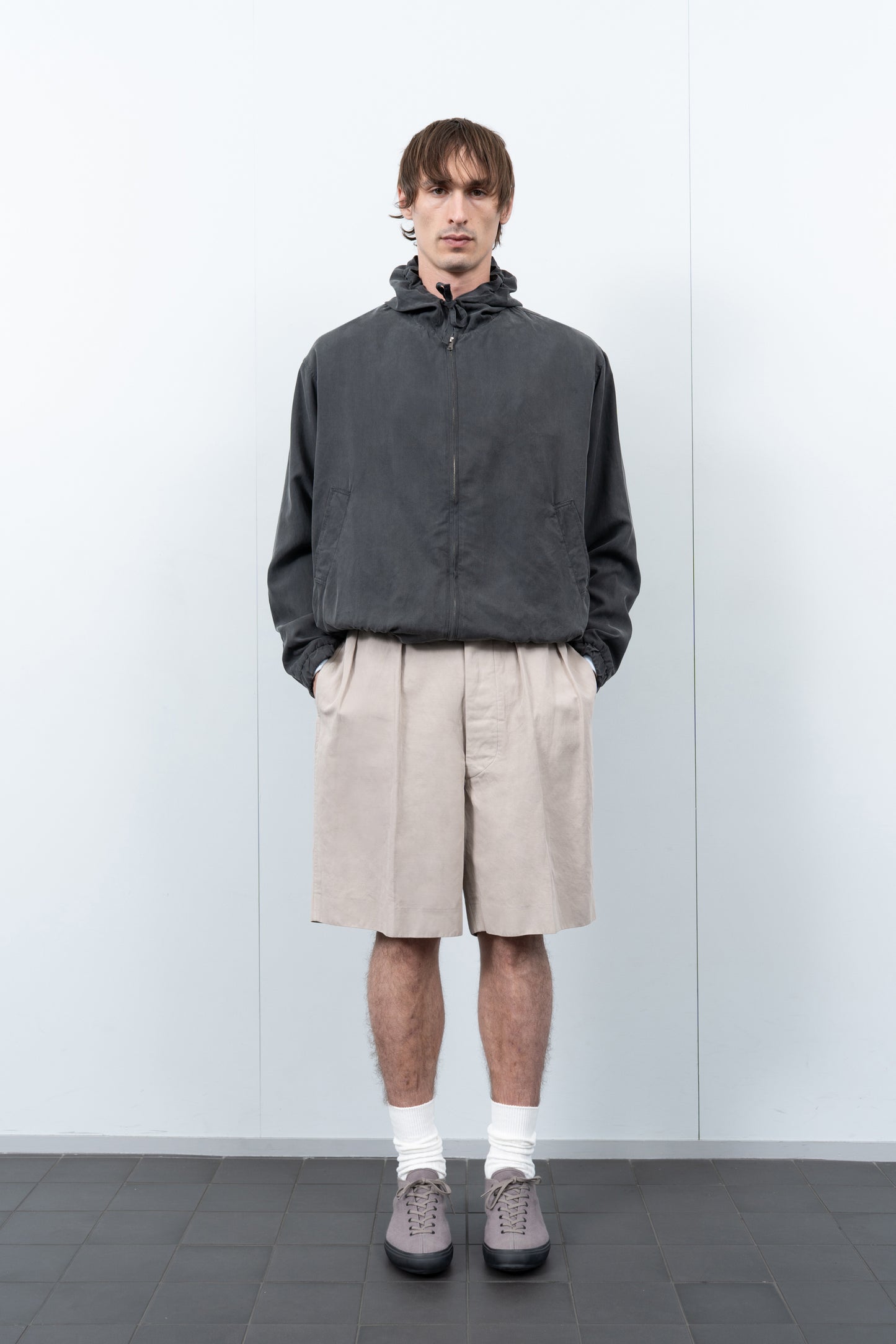 LW - C x KAPTAIN SUNSHINE COTTON LINEN SHORT - TAUPE